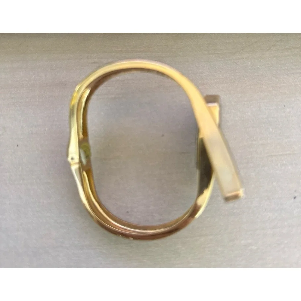 Bijoux Terner Women's Retro Gold Tone asymmetrical cuff watch with black accent